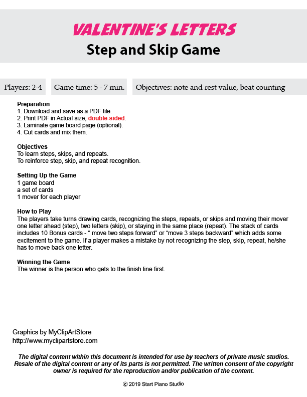 Valentine’s Letters Step and Skip Game