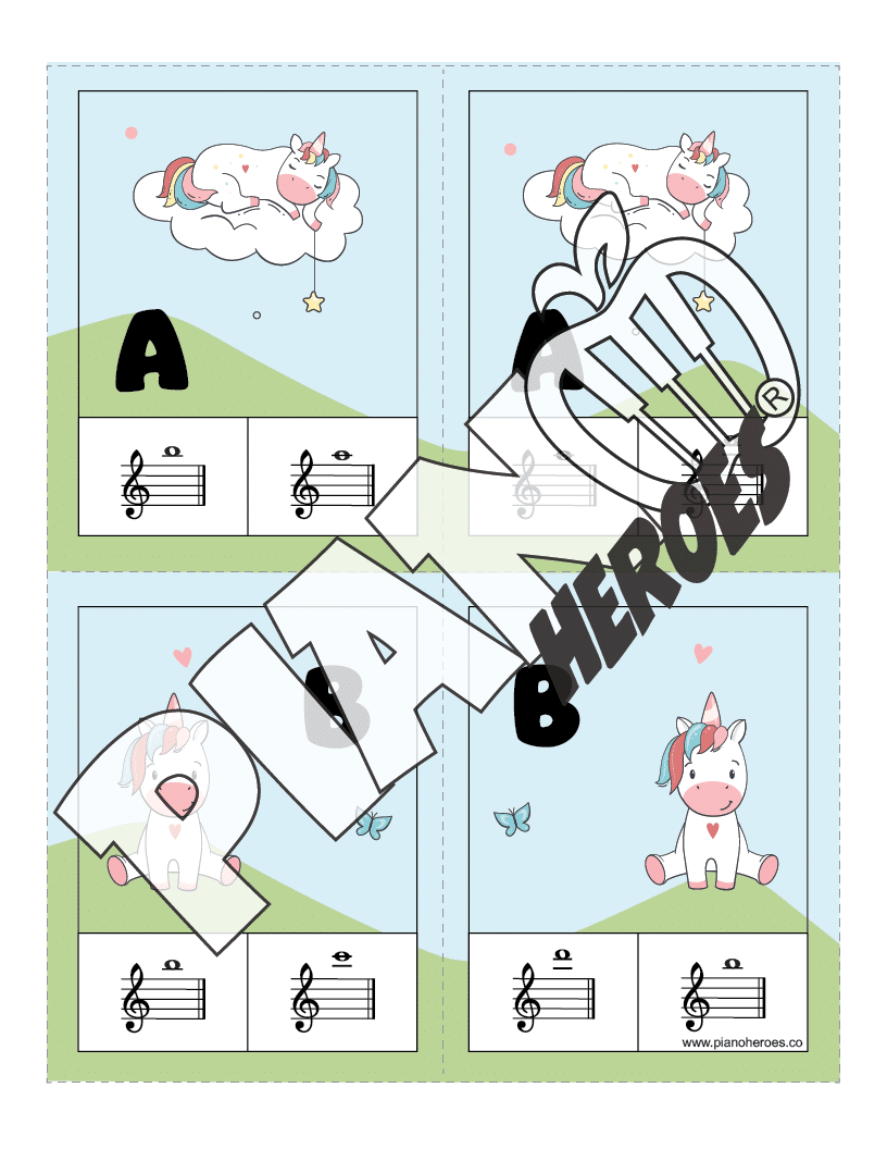 Unicorn Treble Ledger Line Notes Cards