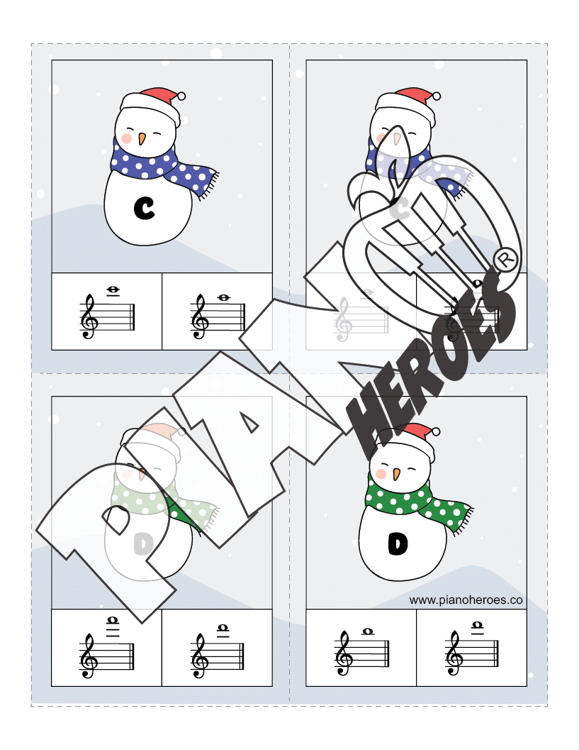 Snowmen Ledger Treble Notes