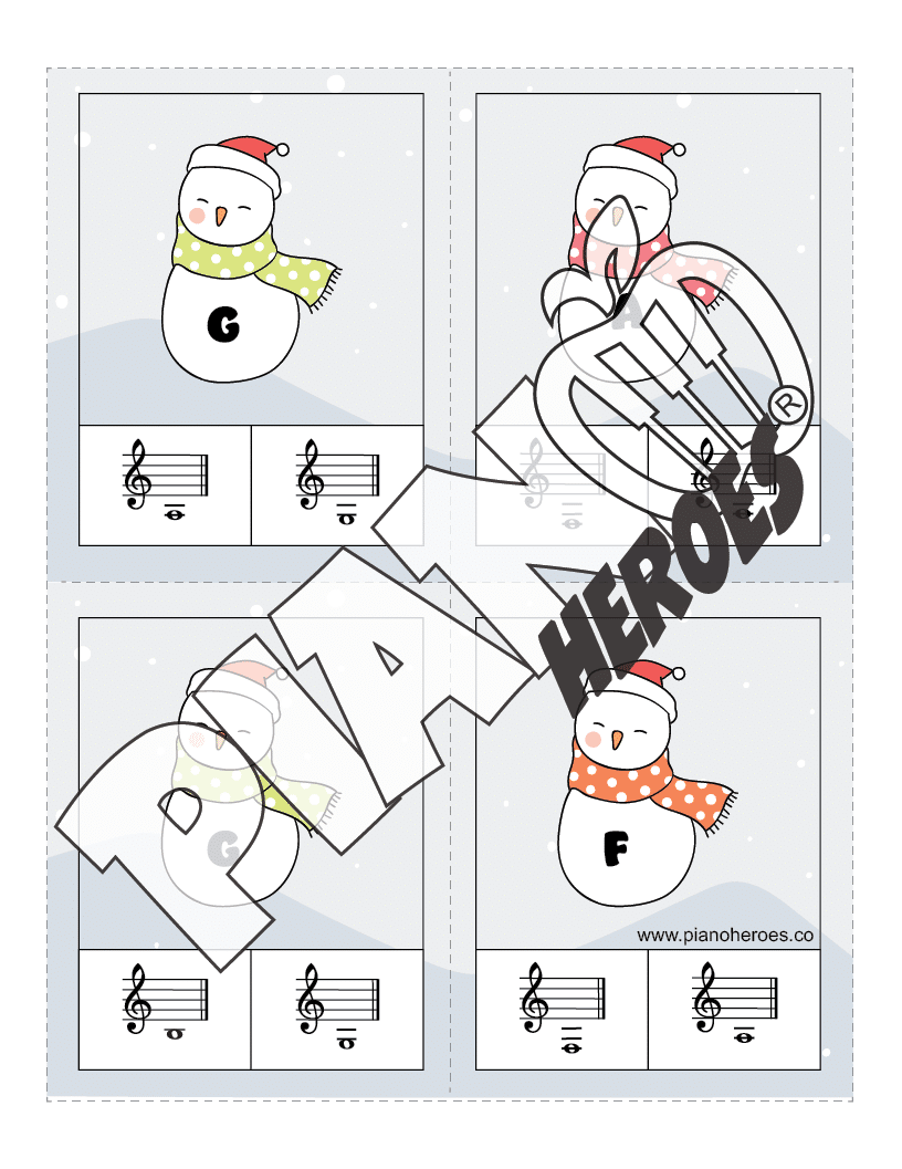 Snowmen Ledger Treble Notes